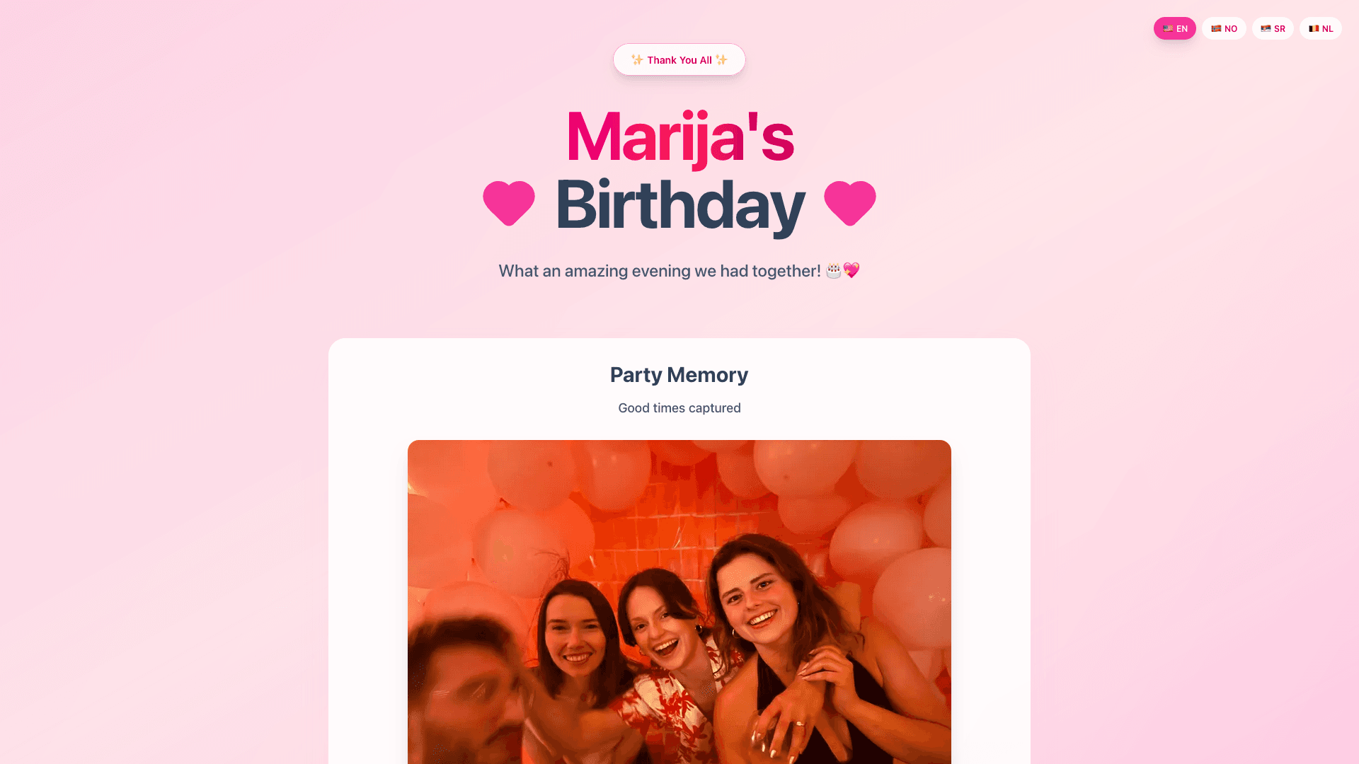 Marija’s Birthday Party - Event Website project preview