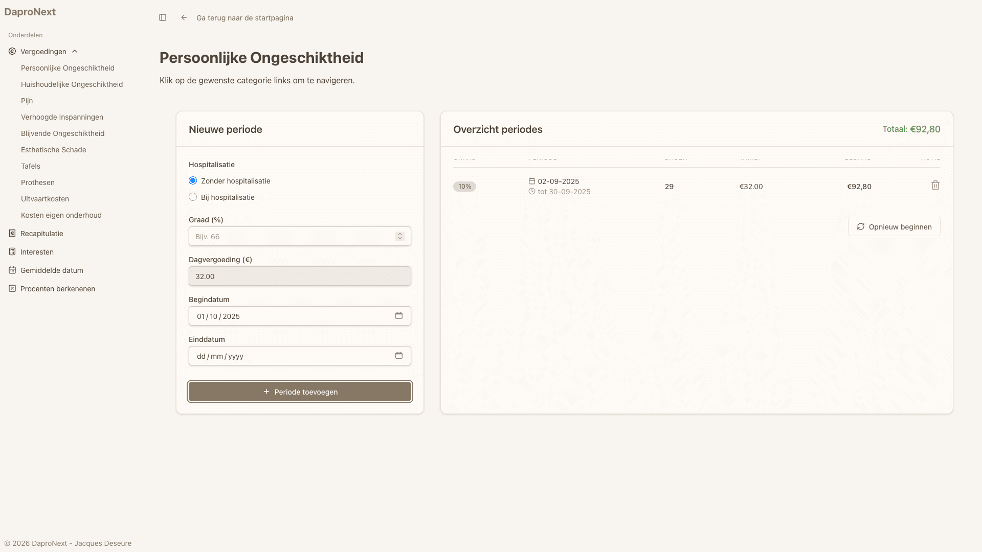 DaproNext - Compensation Calculator project preview