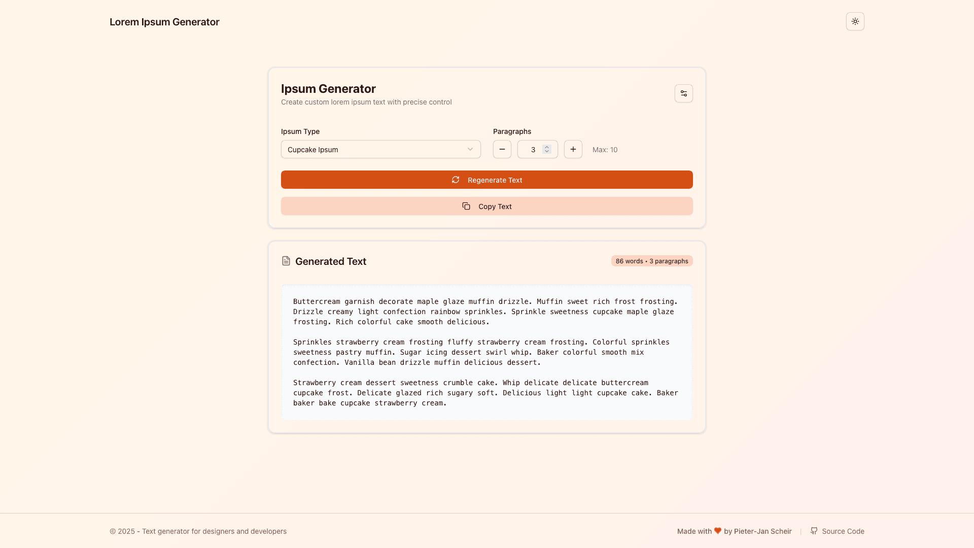 Lorem Ipsum Generator project preview